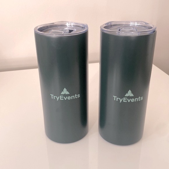 Set of two dark geeen stainless steel travelers mugs NWOT - Picture 2 of 6